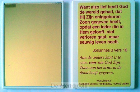 Spiegeltje met tekst joh 3:16