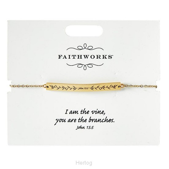 Bar Bracelet Jesus is the vine Gold