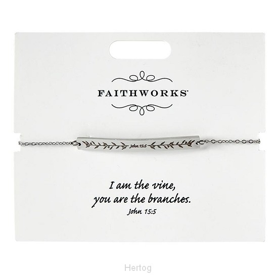 Bar Bracelet Jesus is the vine silver