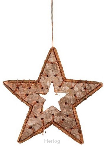 Kerstster berkenhout set 5 stuks