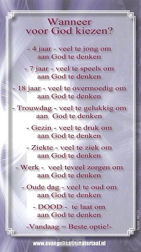 Kaart wanneer voor God kiezen