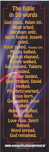 Boekenlegger bible in 50 words