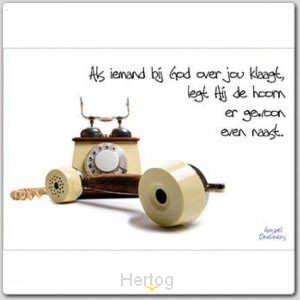 Prentbriefkaart als iemand bij God over