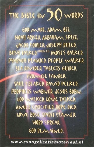 Minikaart the bible in 50 words