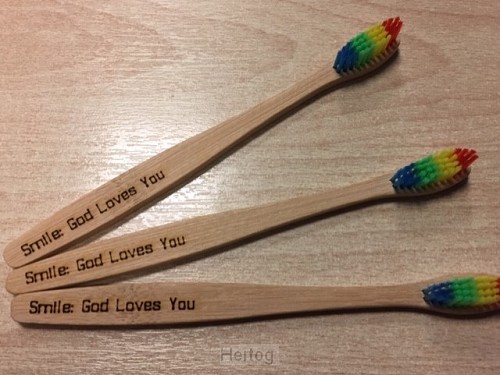 Toothbrush smile God loves you