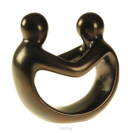 Beeld moeder en kind zwart zeepsteen