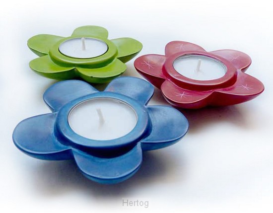 Waxinelichthouder bloem diverse kleuren