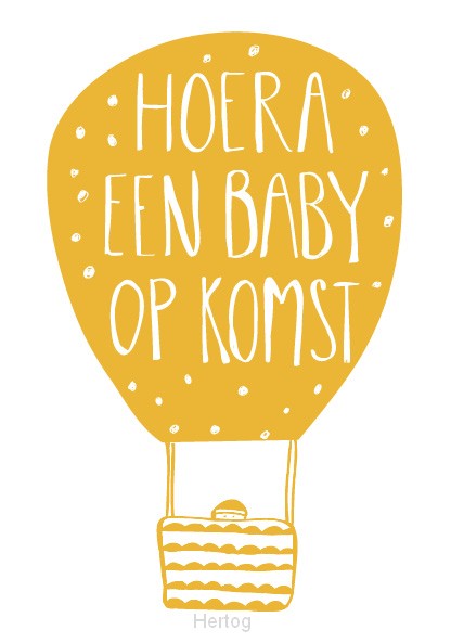 Wenskaart hoera een baby op komst