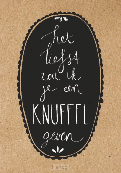 Wenskaart liefst zou ik je een knuffel