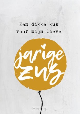 Wenskaart dikke kus jarige zus