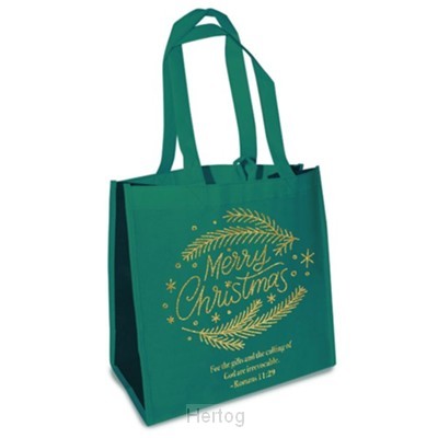 Christmas tote bag Green/gold Merry chri