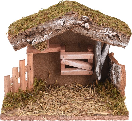 Wooden stable for nativity set (empty)