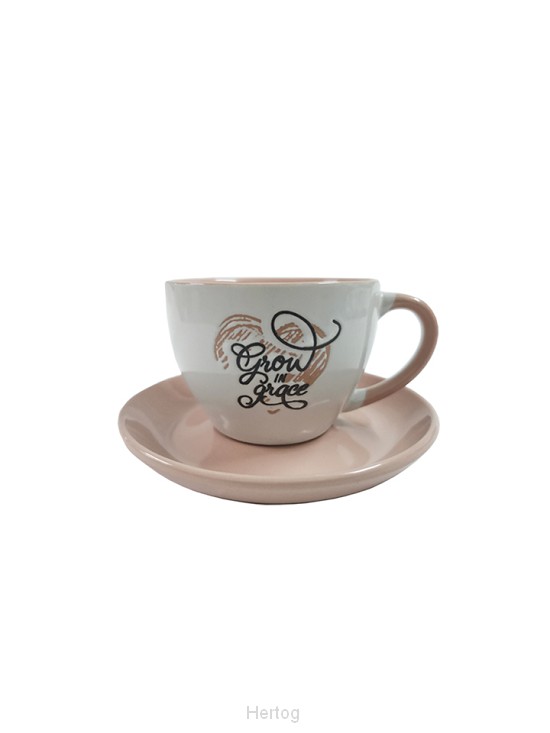 Cup and saucer Grow in grace Pink