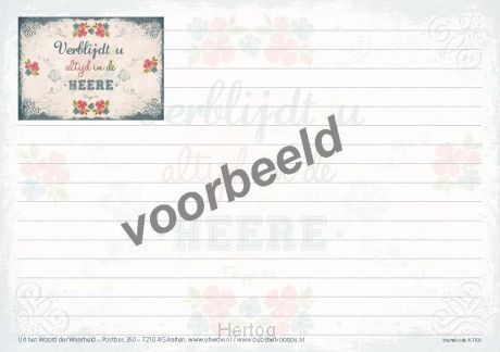 Verblijd u altijd in de Heere