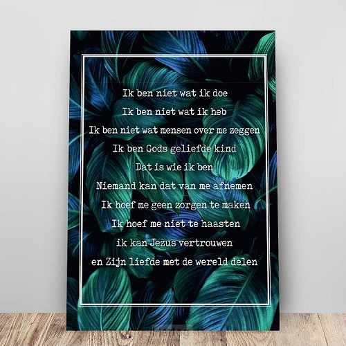 Metalen wandbord A3 credo bladeren