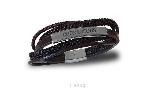 Armband leer courageous bruin 22cm