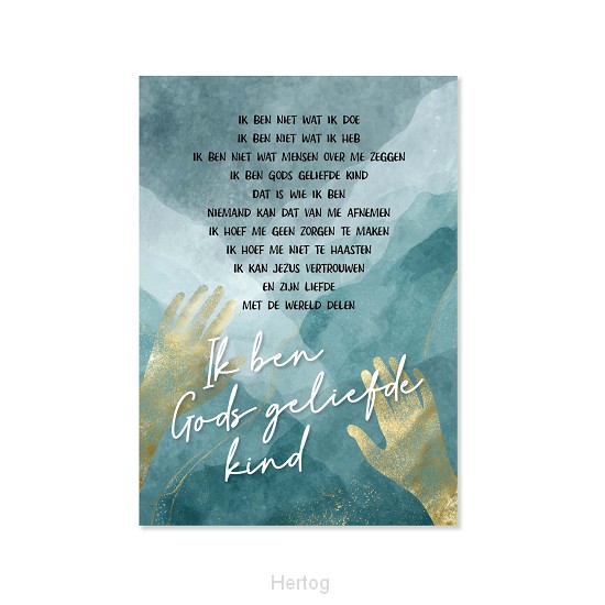 Plexiglas A5 Gods geliefde kind handen