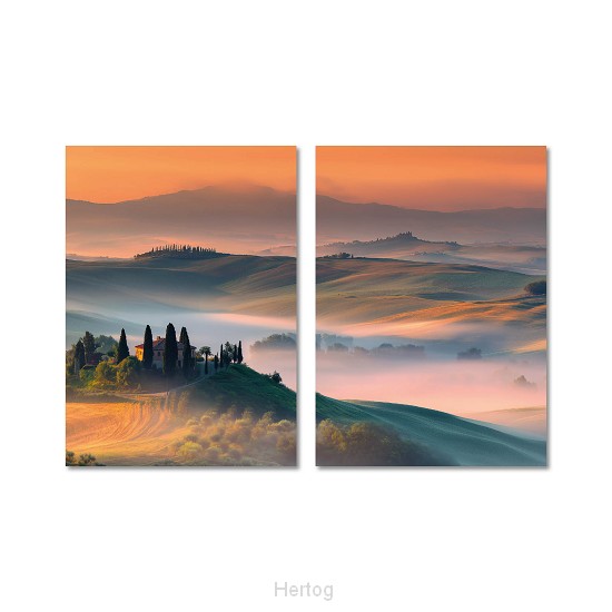 Wandbord A3 Ochtendnevel boven Toscane