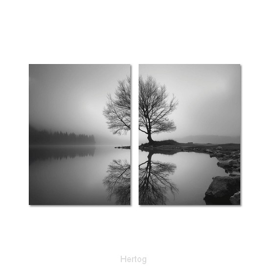 Wandbord A3 Reflectie in zwartwit