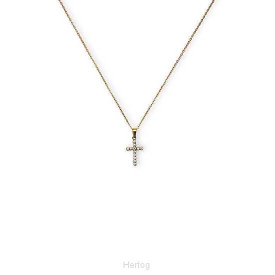 Ketting kruisje XS zirkonia  goud