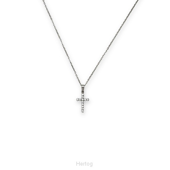 Ketting kruisje XS zirkonia  zilver