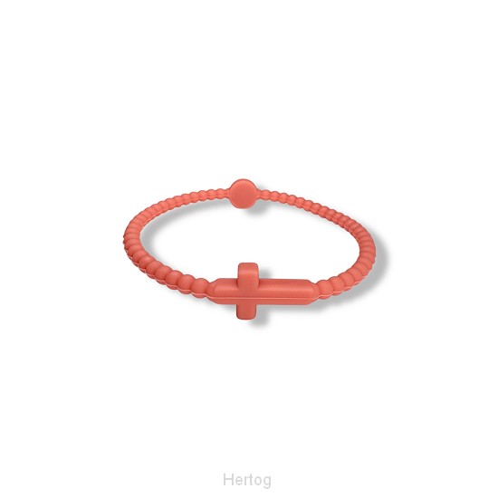 Siliconenarmband kruis zalmroze