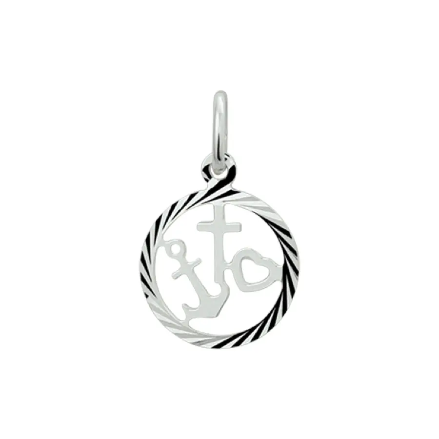 925 silver pendant Faith hope love round
