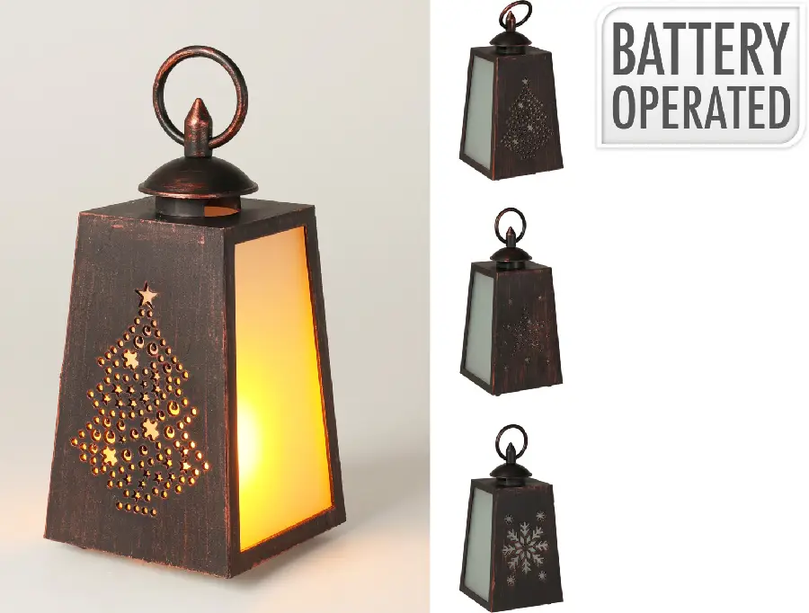 Lantern Led Flame Assorted Christmas des