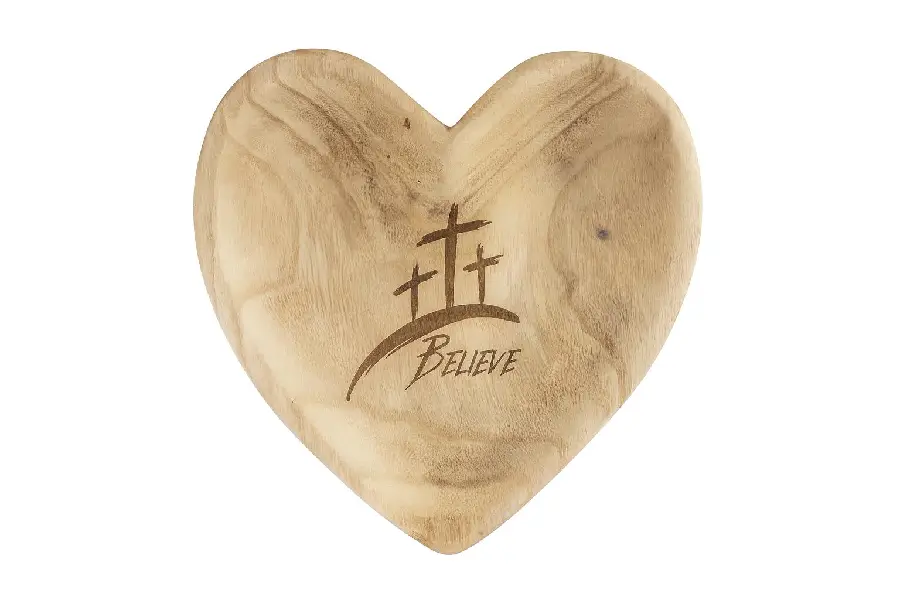 Wooden Heart Tray Crosses Believe