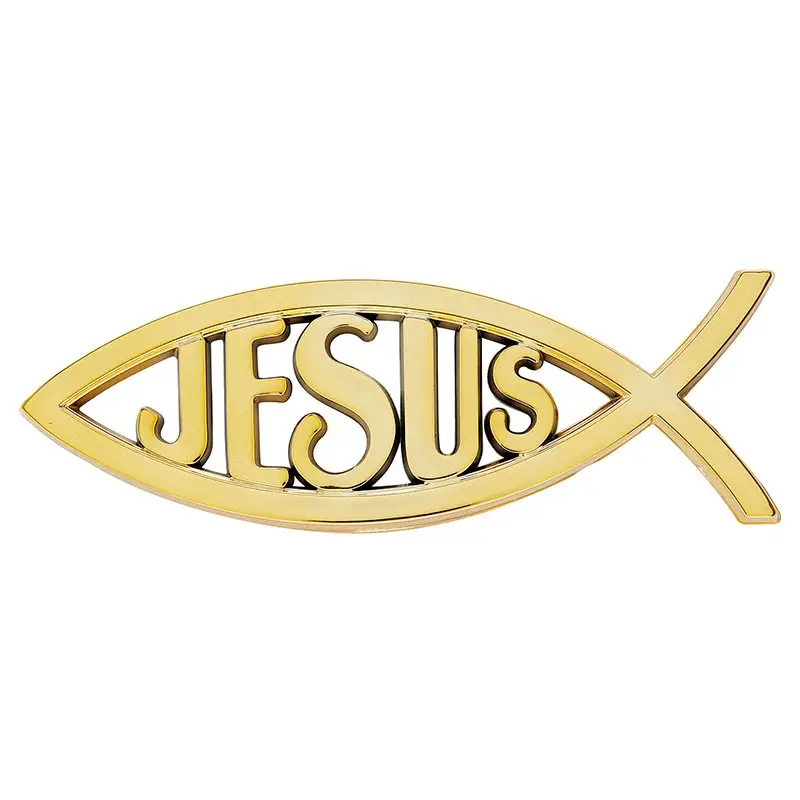 Auto emblem Ichtus Jesus Gold