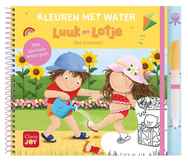 Kleuren met water. Luuk en Lotje. Het is