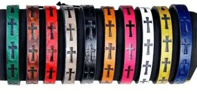 Faux leather bracelet crosses assorted