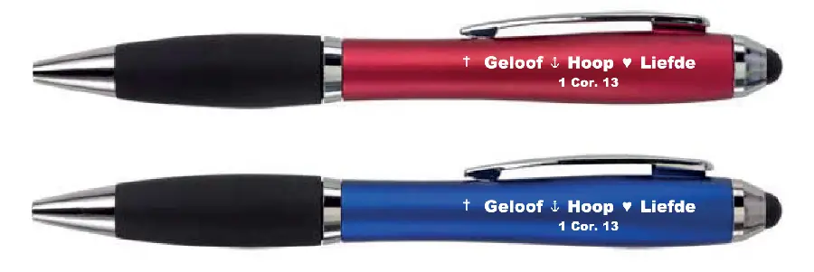 Pen Softtouch Blauw Geloof Hoop Liefde