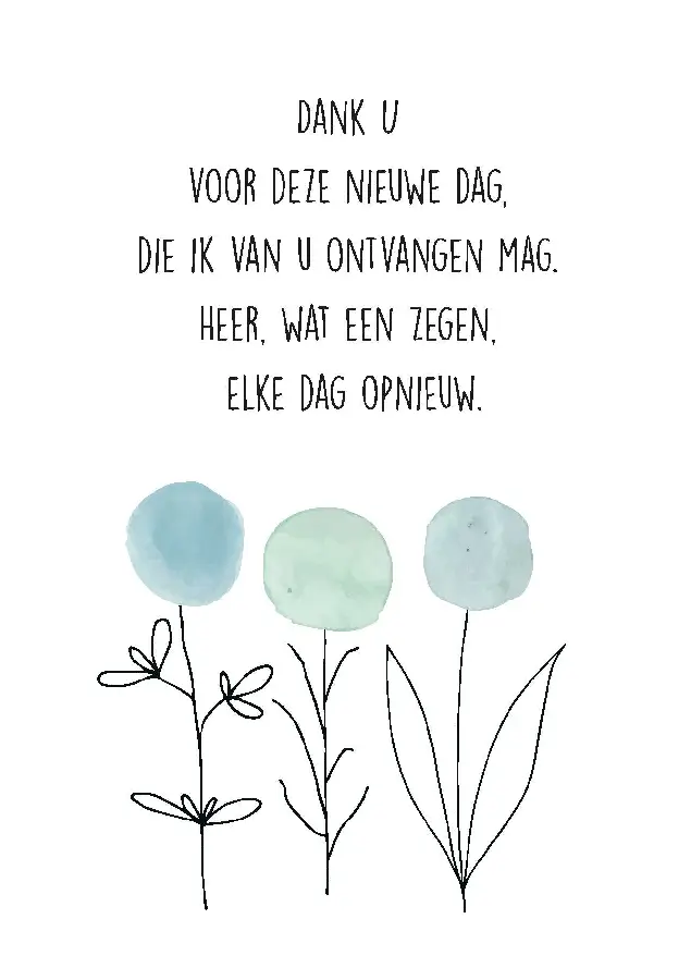 Wenskaart Dank u voor deze nieuwe dag