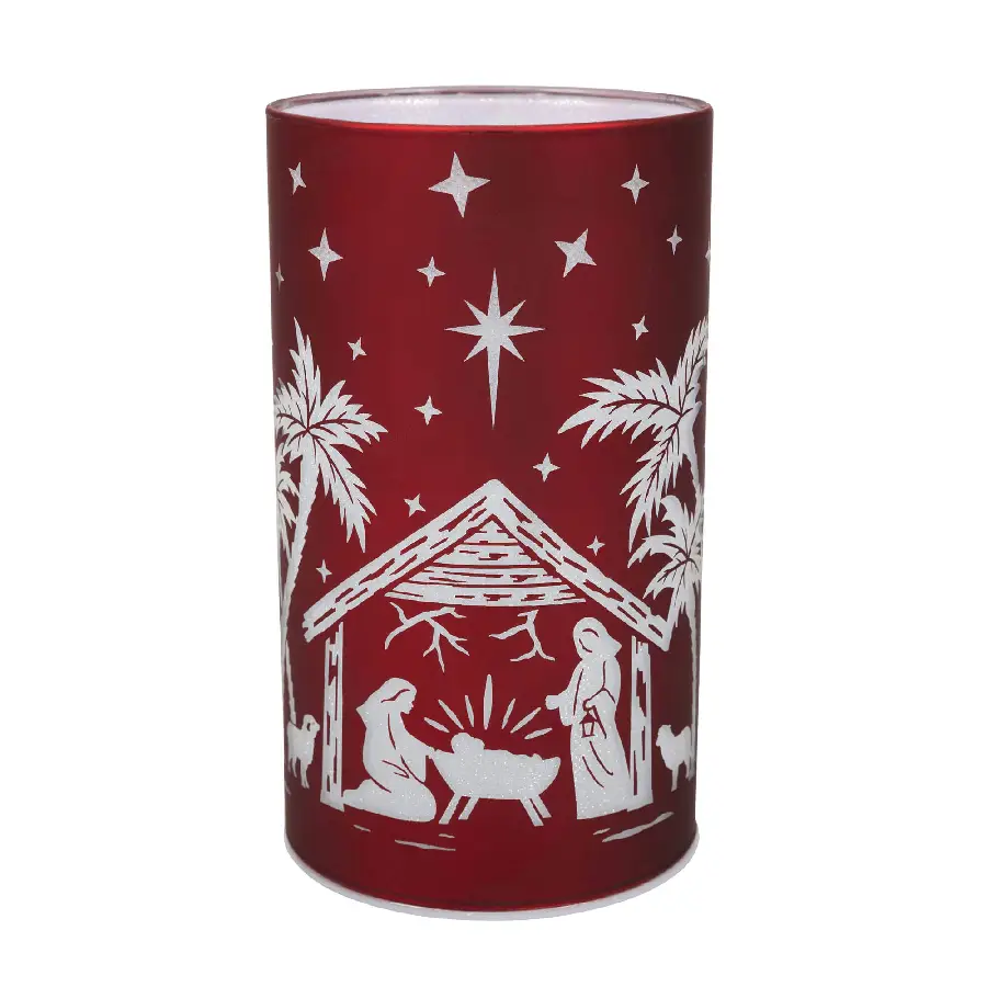 Led Windlicht Kribbe Rood groot 8x15cm