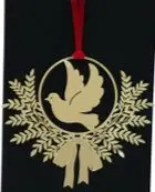 Boomhanger metaal Duif goudkleur 9x7,8cm